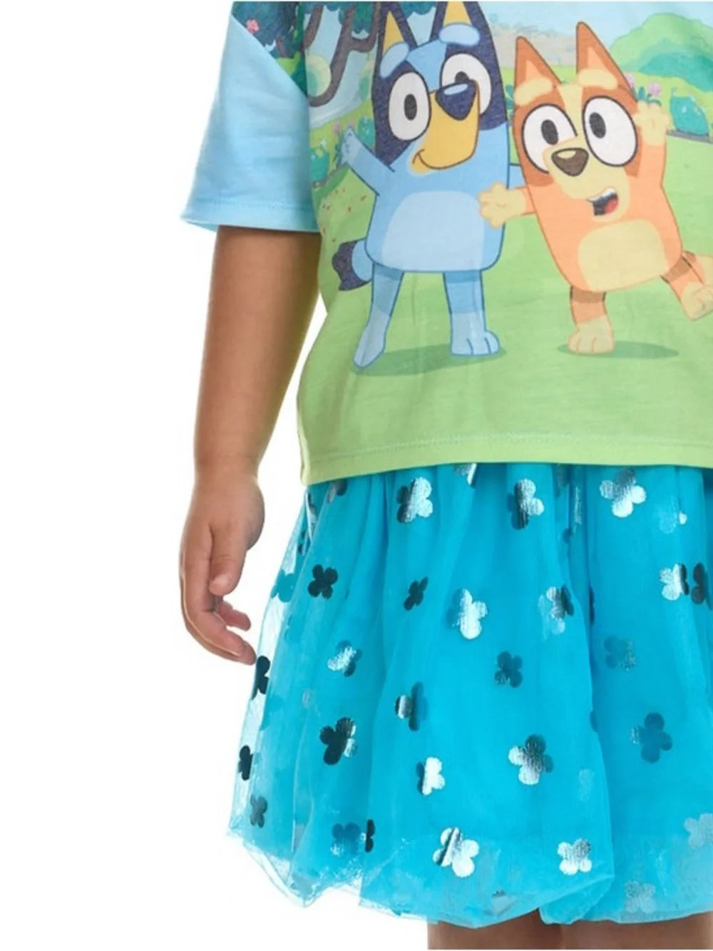 Disney Bluey Teal/Turquoise Blue Kids Matching Set - Teal Hoodie , shirt & Skirt
